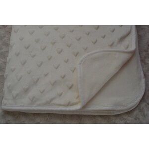 Pitter Patter Heart Baby Blanket Minky Cream Off White Ivory Security Lovey